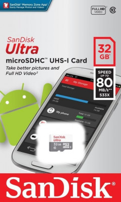 CARTE MEMOIRE SANDISK ULTRA 32GB MICRO SDHC UHS-I 100 MB/S
