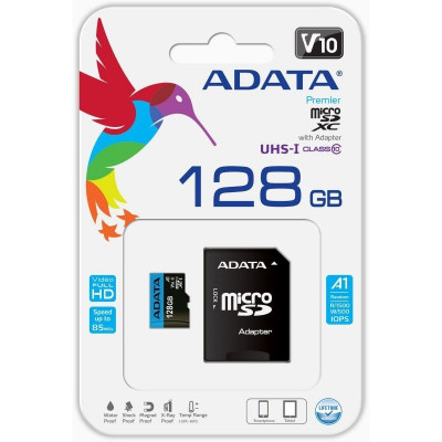 CARTE MEMOIRE ADATA 128GB MICRO SDXC WITH ADAPTER AUSDX128GUICL10A1-RA1