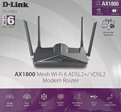 MODEM ROUTEUR D-LINK AX1800 WIFI6 ADSL2+ / VDSL2+ DSL-X1852E 2 FXS PHONE