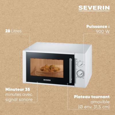 SEVERIN Four micro-ondes 28 L - 900 W  5 niveaux de puissance, Argent, MW7772