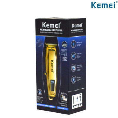 Kemei Tendeuse,rasoir à cheveux professionnelle KM1313, LCD, sans fil rechargeable (USB) GOLD/SILVER