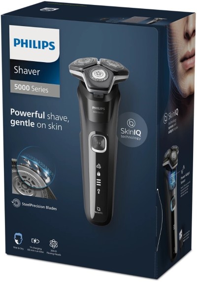 Philips Rasoir électrique Série 5000 Wet & Dry, station de nettoyage, coffret de voyage S5898