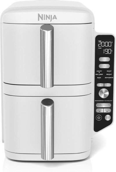 NINJA Double Stack XL Air Fryer, Double Tiroir 4 Niveaux de Cuisson 9,5 L, 6 Fonctions,SL400