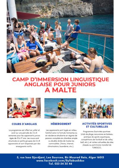CAMPS D'IMMERSION LINGUISTIQUE ANGLAISE POUR JUNIORS A MALTE 