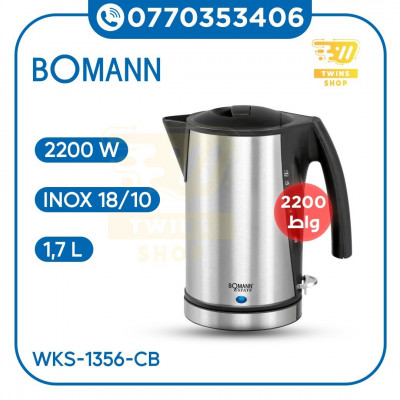Bomann Bouilloire Electrique 1,7 L- 2200 W- Wks 1356 Cb-Acier Inoxydable/Chrome