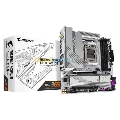 GIGABYTE B650M AORUS ELITE AX ICE - CARTE MÈRE MICRO ATX - SOCKET AM5 - 4 x DDR5 - WI-FI 6E - WHITE