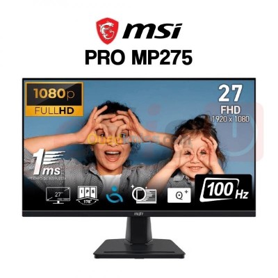 ECRAN MSI PRO MP275Q - 27" 2k WQHD - IPS - 100HZ - 1ms -HDMI - EYEQ CHEK - HAUT-PARLEURS - BLACK