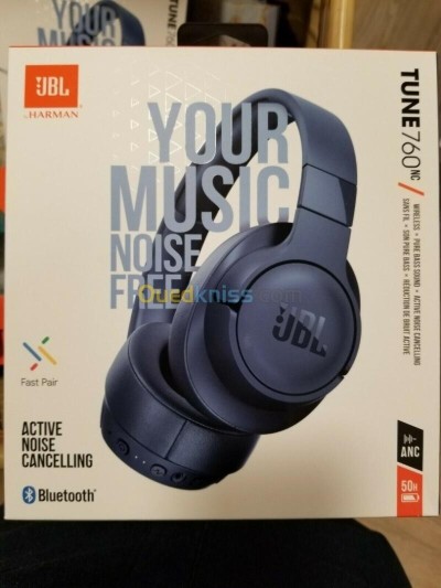 JBL Tune 760NC Casque circum-aural sans fil avec réduction de bruit - Bleu