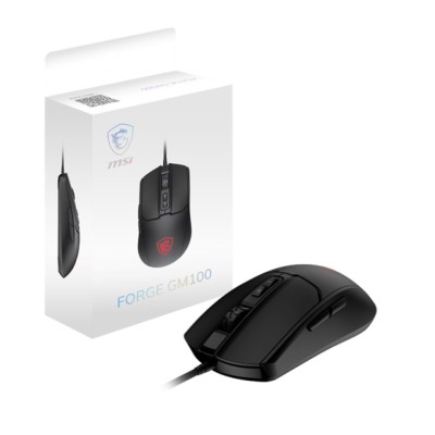 MSI FORGE GM100 - SOURIS GAMING FILAIRE - 6 BOUTONS - 3200 DPI - LED ROUGE - ERGONOMIQUE - NOIR