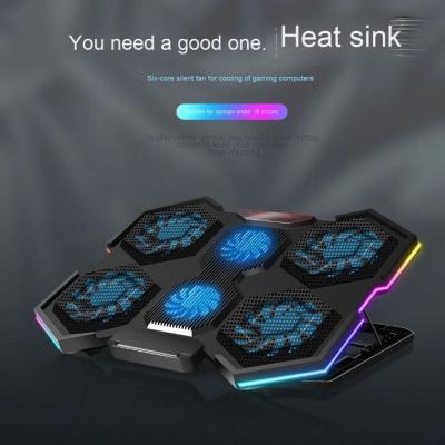 Refroidisseur laptop Gaming YL-021  [6 ventilo/vitesse reglable/ RGB/ 2USB]