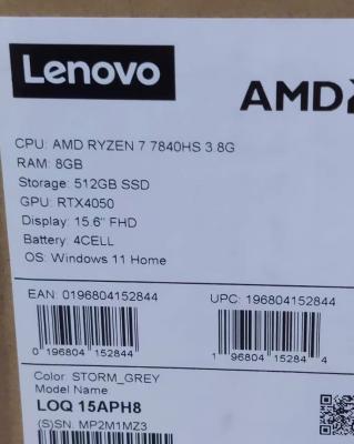 LENOVO LOQ RYZEN 7-7840HS 8G 512SSD NVIDIA RTX 4050 6GO DDR6 15.6" FULL HD IPS