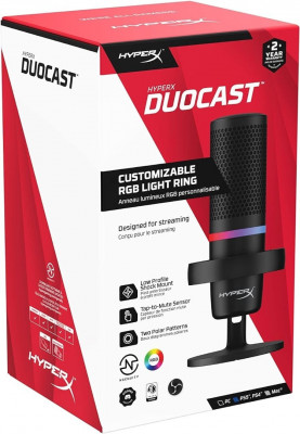 MICROPHONE HYPERX DUOCAST PC/PS5/PS4 GAIN CONTROL FOR GAIMING / STREAMING / PODCASTING