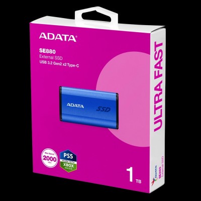 DISQUE DUR EXTERNE 1TB ADATA SSD SE880 USB 3.2 TYPE-C GEN2 X 2 2000 MB/S FOR PS5/XBOX SERIES X