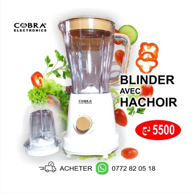 Blinder MIXEUR avec HACHOIR 500W/Bol 1,5L خلاط مع مفرمة milkshake/potage/Soupe/smoothie, purée,sauce