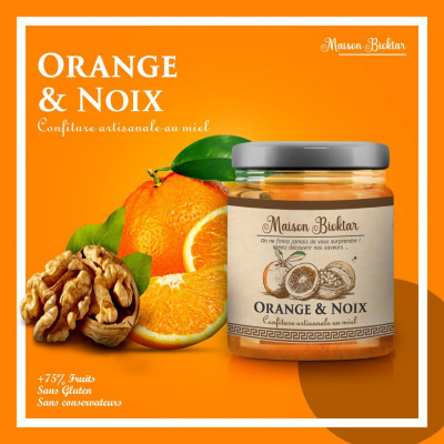 Confiture artisanle orange et noix