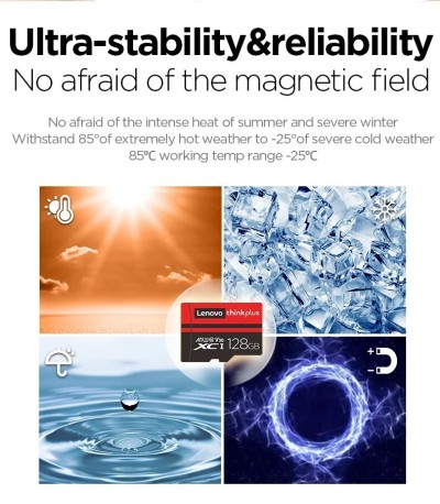 Lenovo THINKPLUS carte mémoire SD Classe 10, carte Flash TF, 128 Go