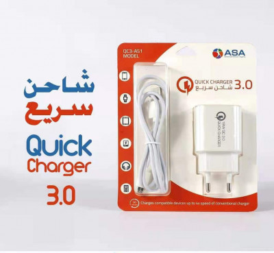 CHARGEUR USB QUIK CHARGER ASA CABLE USB / TYPE C  MODEL QC3-AS1