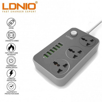 Ldnio Multiprise Rallonge universelle LDNIO SC3604 3 Prise + 6 USB 5V 3.4A 2500W 2m
