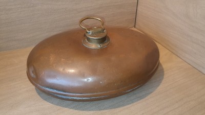 Bouillotte vintage en cuivre rouge et laiton, chauffe-lit , butoir de porte 