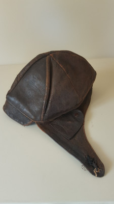 antiquites-collections-vintage-casque-aviateur-ou-moto-en-cuir-brun-staoueli-alger-algerie