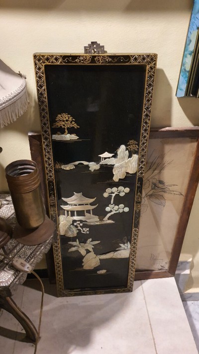 Paire de panneaux muraux en nacre chinois, fait main LIQUIDATION