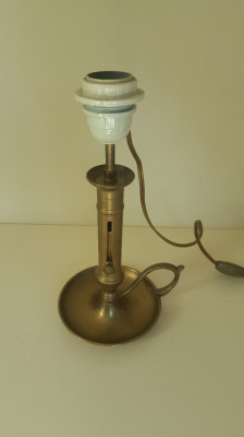 Ancienne lampe bougeoir à main en bronze doré