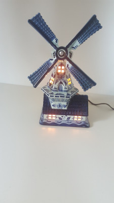 Vintage Original Lampe moulin à vent DELFT Blue Hand Pinted 