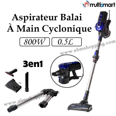 Aspirateur Balai, À Main Cyclonique 0.5L 800W Bras Pliant | MULTISMART