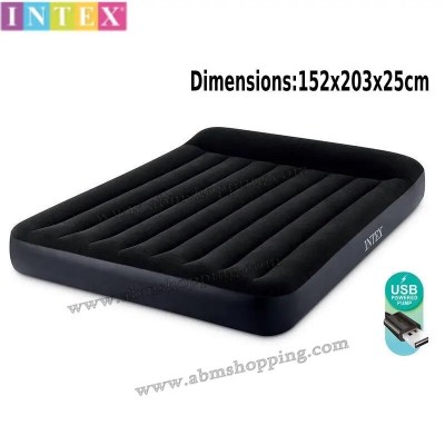 Matelas gonflable Dura Beam Queen avec pompe USB152x203x25 cm |Intex