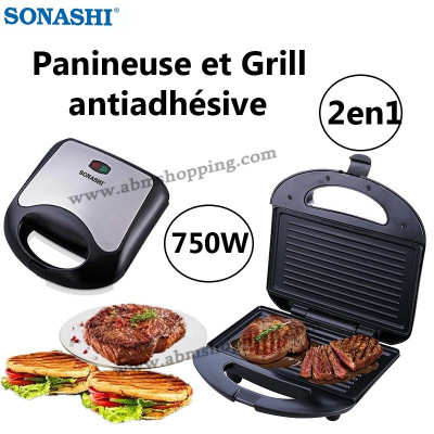 Panineuse et grill antiadhésive 2en1 | SONASHI