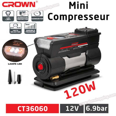 أدوات-مهنية-mini-compresseur-dair-gonfleur-de-pneu-120w-crown-برج-الكيفان-الجزائر