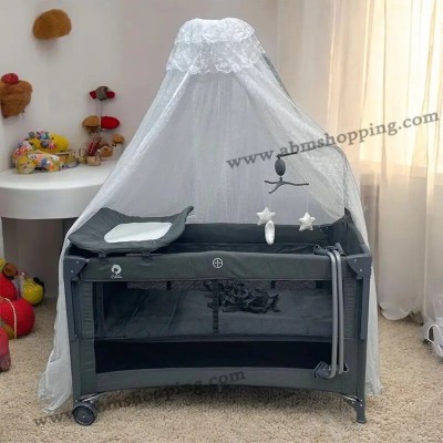 Lit Parc Cododo Balançoire 2 Niveaux avec Mobile Musical 120x60cm | Chanou Kids gris foncé