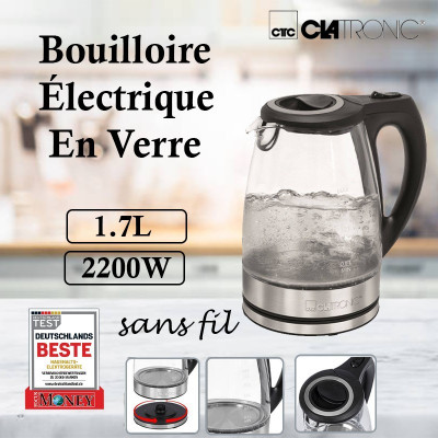 Bouilloire Électrique En Verre 1.7L 2200W | Clatronic غلاية الماء