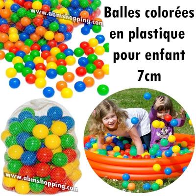 Balles colorées en plastique Ø 7cm