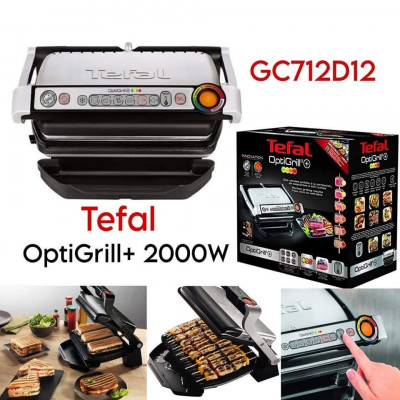 Tefal Optigrill+Grill intelligent, Contrôle de température, 6 programmes automatiques, GC712D12