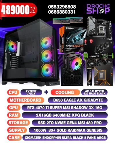 Config Ryzen 7 9700x + AC Cooler Master 622 Halo RTX 4070 TI Super 16GB RAM 2X16GB DDR5 SSD NVME 2TB