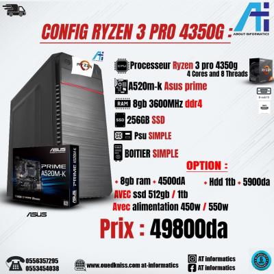 CONFIG PC RYZEN 3 PRO 4350G / A520M-k asus 
