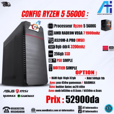 Config pc AMD ryzen 5 5600G / A520M-A PRO MSI 