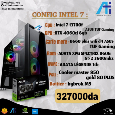 Config pc Intel core i7 13700f/RTX NVIDIA GeForce 4060ti ASUS TUF Gaming 