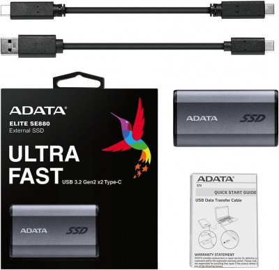 SSD Externe ADATA SE880 USB 3.2 Type-C Gen2 2000Mb/s