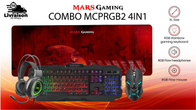 MARS GAMING MCPRGB2 4 in 1 RGB Combo Keyboard Headphone Mouse Pad XL