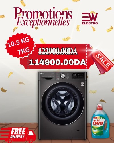 Lavante/séchante 10.5/07 KG | 6 Motion Direct Drive| Direct Drive technologie Steam+| TurboWash