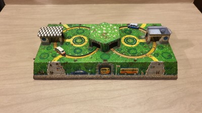 Circuit en tôle mécanique russe des années 1950's 60's"ABTOTPACCA" rétro, jouet vintage made in URSS