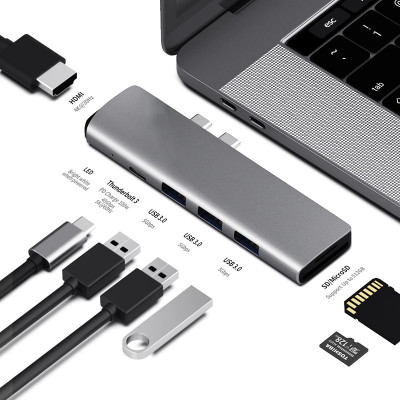 Adaptateur Type-C TO HDMI 4K connectique Thunderbolt 3,USB 3.0 SD READ MacBook Pro/Air 2018-2020