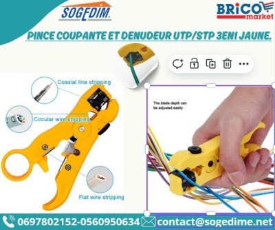 PINCE COUPANTE ET DENUDEUR UTP/STP 3EN1 JAUNE.