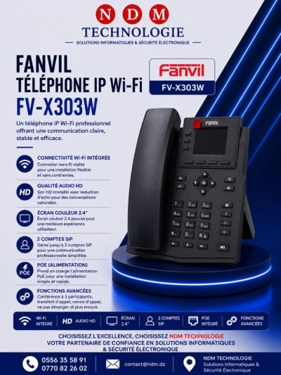 هاتف-ثابت-و-فاكس-telephone-ip-wi-fi-fanvil-fv-x303w-القبة-الجزائر