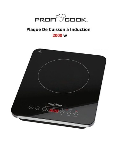 Plaque Chauffante Induction 2000W Noir Vitrocéramique Tactile Proficook 