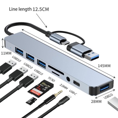 كابلات-ومحولات-hub-8-in-1-usbtype-c-to-type-audio-sd-card-usb20-usb30-باب-الزوار-الجزائر