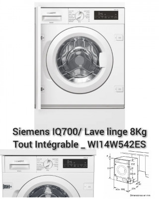 Siemens IQ700/ Lave linge tout Intégrable 