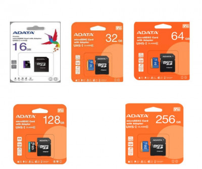 CARTES MEMOIR MICRO SD ADATA CLASS 10 V10 / 16GB / 32GB / 64GB / 128GB / 256GB